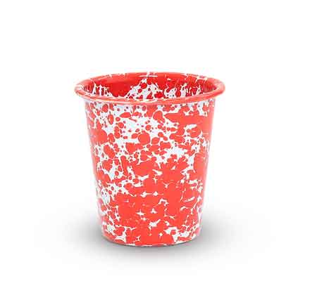 Premium 10 oz Small Enamelware Tumbler Set of 4 - Red Marble Design | Durable Camping, Picnic & Outdoor Drinkware for Coffee, Tea & Cold Beverages