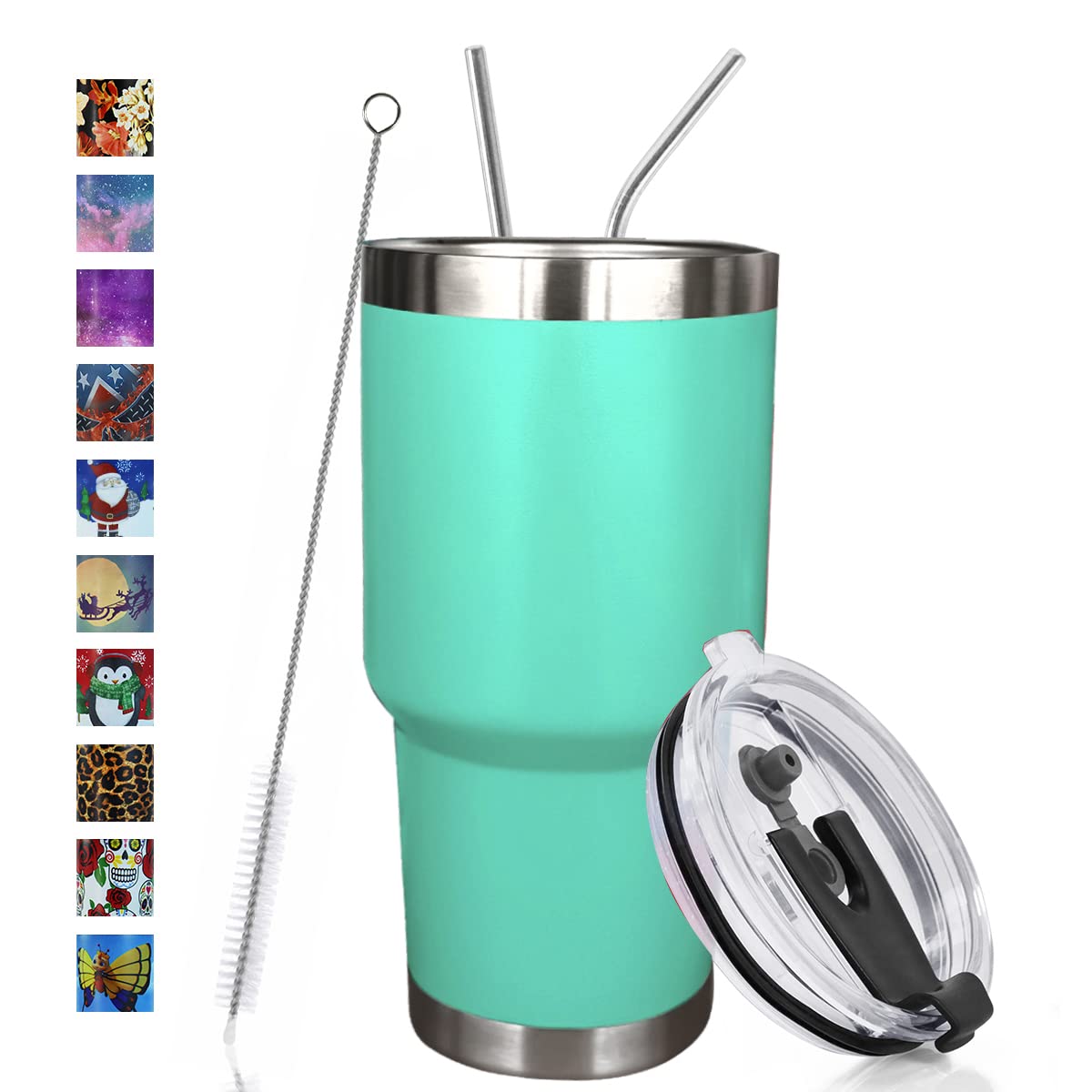 SYACOT 30oz Stainless Steel Tumbler - Double Wall Vacuum Insulated Travel Mug with Leak-Proof Lid, Metal Straw & Cleaning Brush - Keeps Drinks Hot/Cold for Hours - Perfect for Coffee, Iced Tea, Hiking, Camping & Office Use