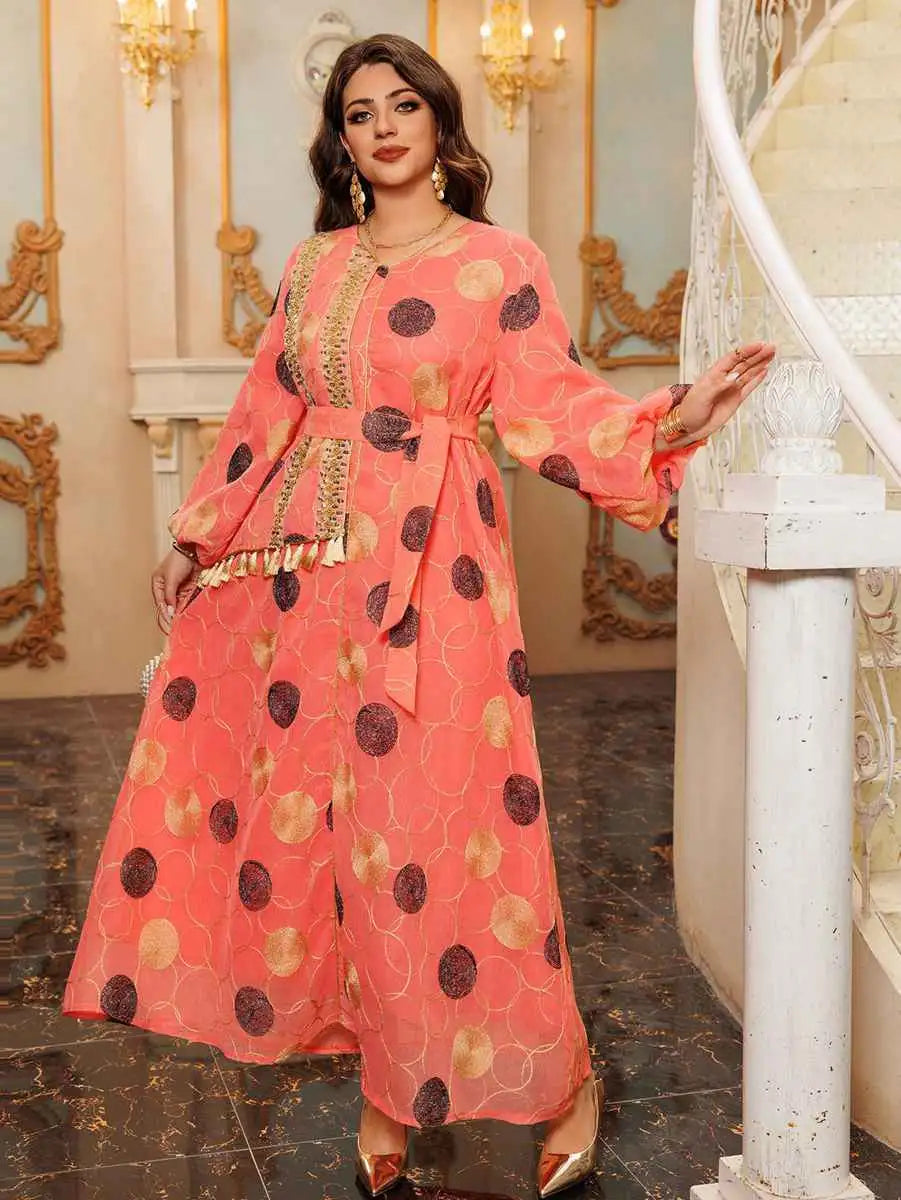 Elegant Eid Embroidery Mesh Caftan Dress for Women - Breathable Floral Lace Kaftan for Special Occasions & Summer Parties - Perfect for Eid Celebrations, Weddings, and Beach Vacations