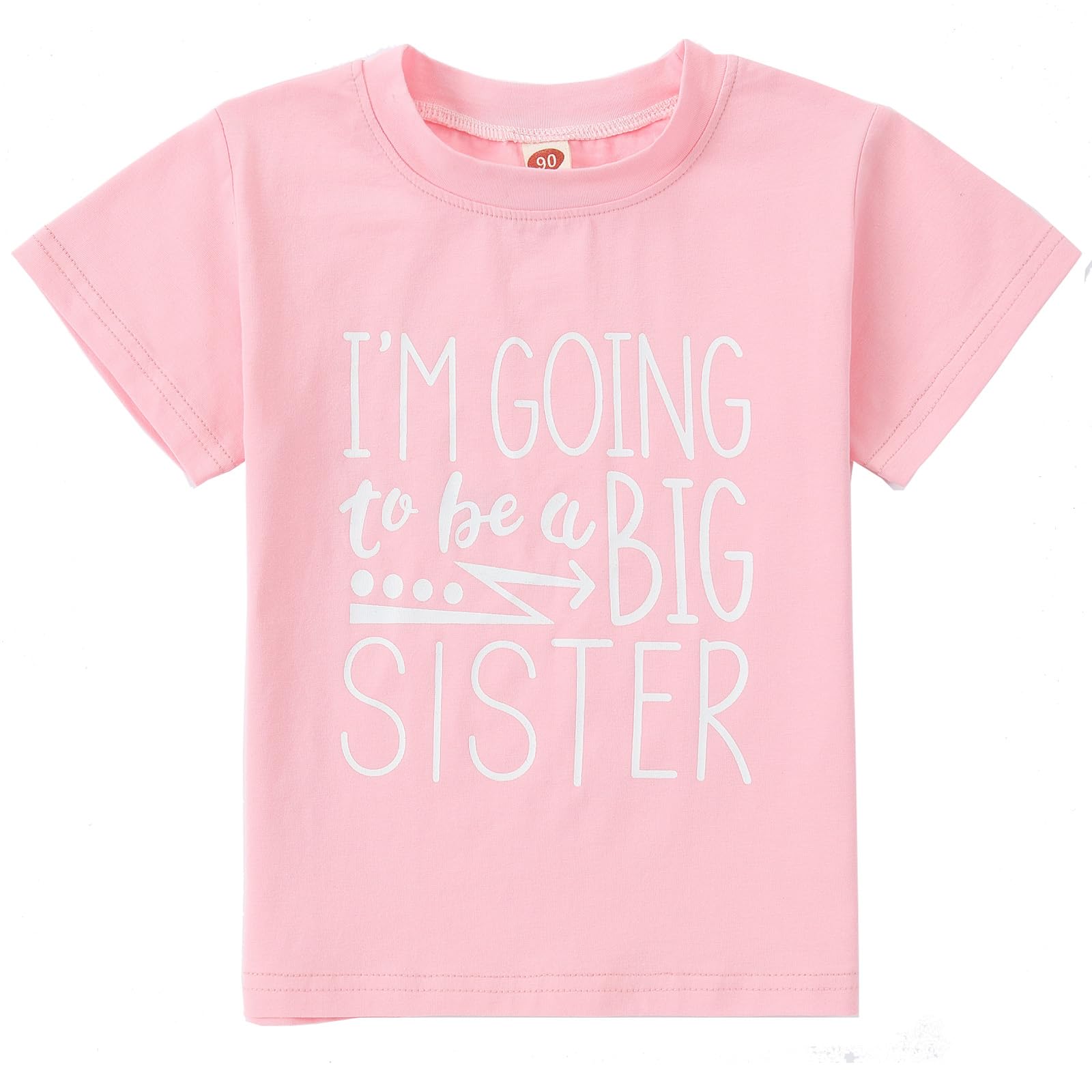 DUBASAM Big Sister Announcement T-Shirt for Toddler Girls - Cute Short Sleeve Summer Top for Sibling Reveal & Pregnancy Announcement