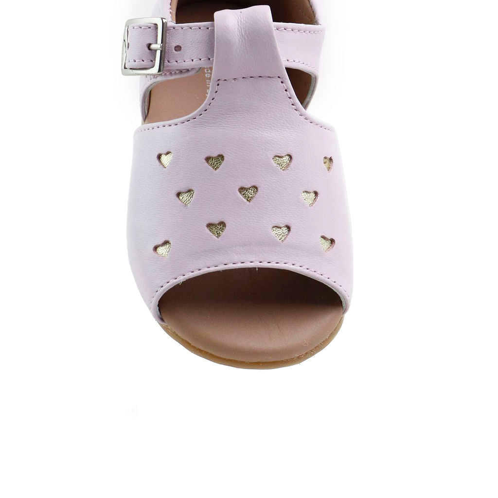 Lilac Heart Baby Sandals for Girls - Soft Sole Comfortable First Walking Shoes - Perfect for Outdoor Play, Beach & Special Occasions