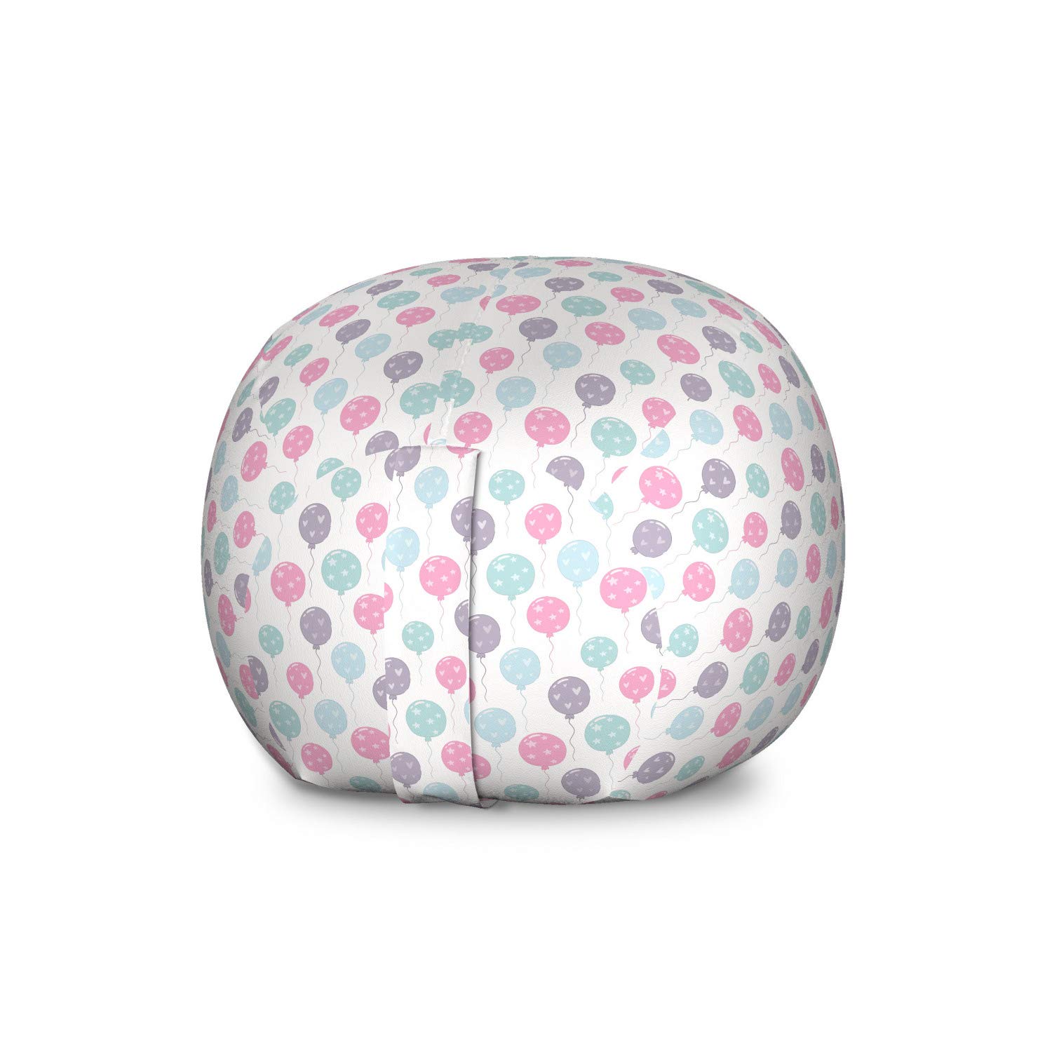 Ambesonne Large Washable Toy Storage Bag Chair - Multicolor Organizer for Stuffed Animals, Birthday Party Decor with Heart Balloons - Perfect for Kids' Room, Playroom & Party Storage