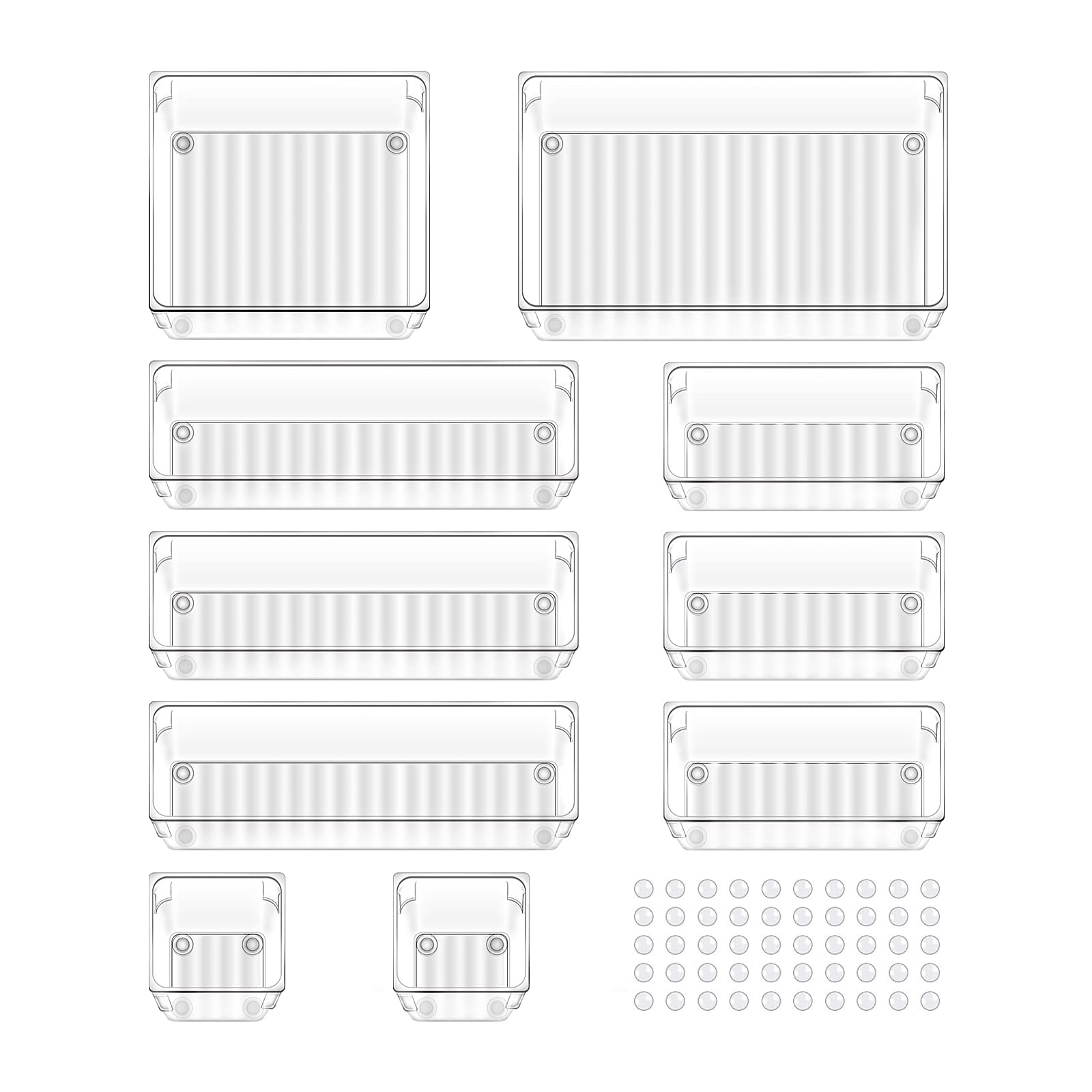 10 Pcs Stackable Clear Plastic Storage Boxes for Makeup & Jewelry - Home & Office Organizer