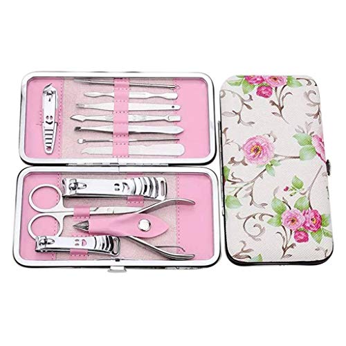 Professional Stainless Steel Manicure & Pedicure Kit - 12pcs Nail Clippers Set with Case, Nail Cutter, Trimmer, File & Scissors - Unisex Toe Care Tools for Home, Travel & Salon Use