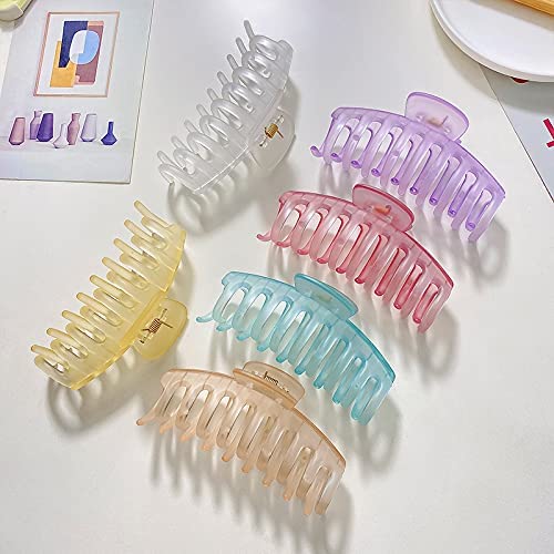 Bakefy 6-Pack Large Hair Claw Clips for Women - Strong Hold Banana Clips for Thick & Thin Hair - Fashionable Jaw Clips for Women & Girls - Perfect for Updos, Ponytails & Everyday Hairstyles