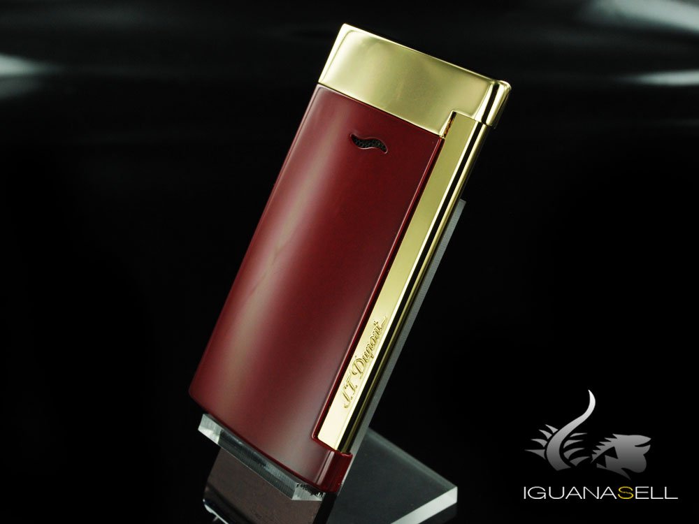S.T. Dupont Slim 7 Lighter - Lotus Red | Premium Luxury Butane Lighter for Cigars, Cigarettes & Home Use | Elegant Gift for Men & Collectors