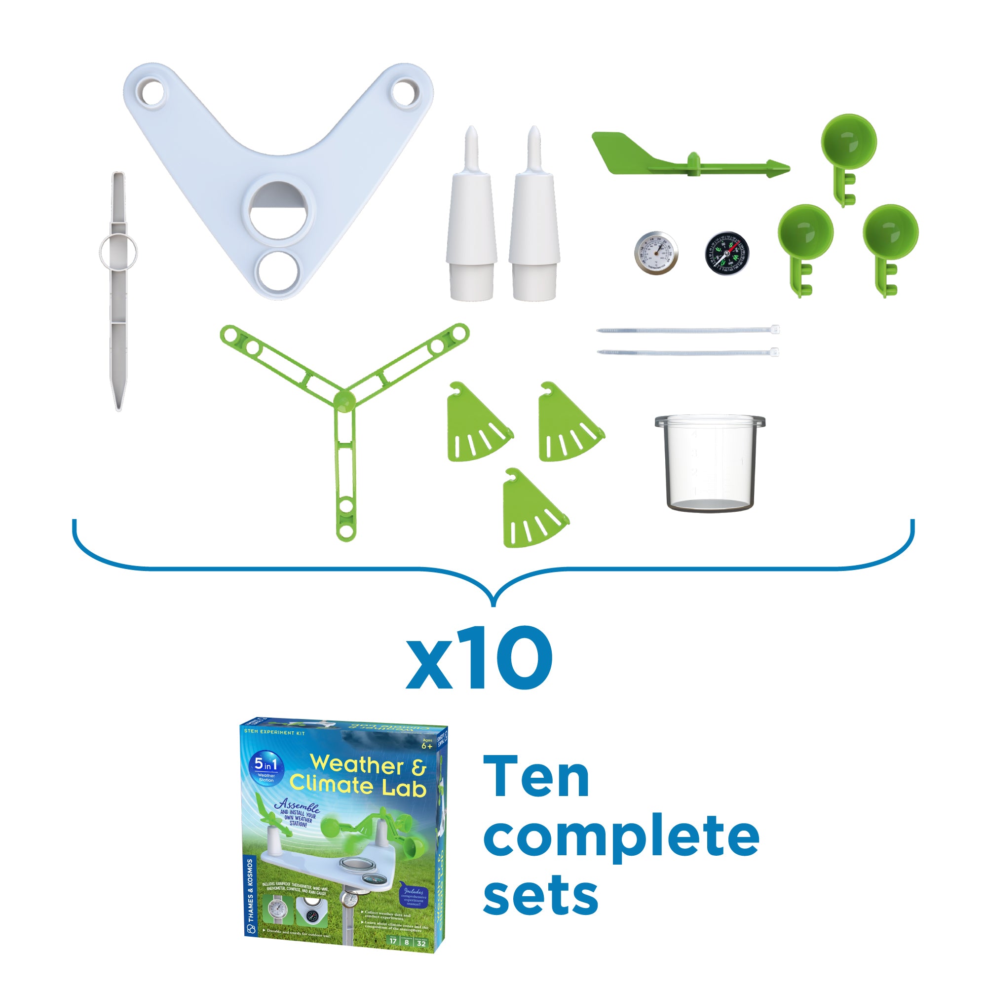 Weather & Climate Lab Classroom Bundle - 10 Pack STEM Educational Kit for Kids | Perfect for Science Classrooms, Homeschooling & Weather Experiments