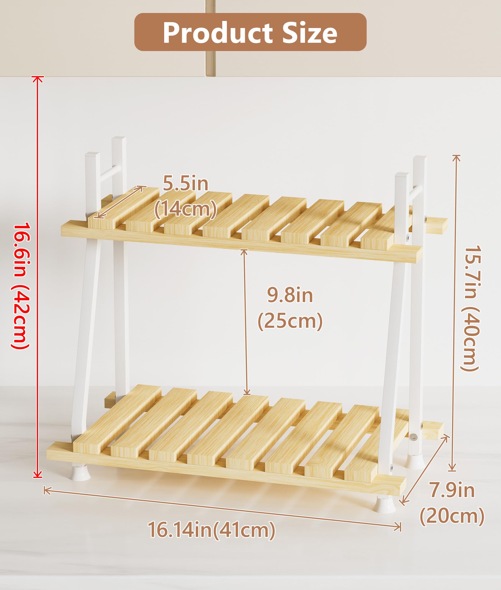 2-Tier Wooden Coffee Bar Organizer - Countertop Coffee Station for Pods, Mugs & Syrups | Stylish Coffee Bar Decor & Condiment Storage | Perfect for Kitchen, Office & Home Coffee Stations