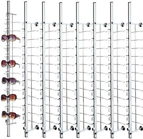 Stylish Eyeglass Display Stand - 8pcs/Set Sunglasses Rack with Lock, 3.6ft Holds 12 Frames | Perfect for Retail Stores, Boutiques & Home Organization