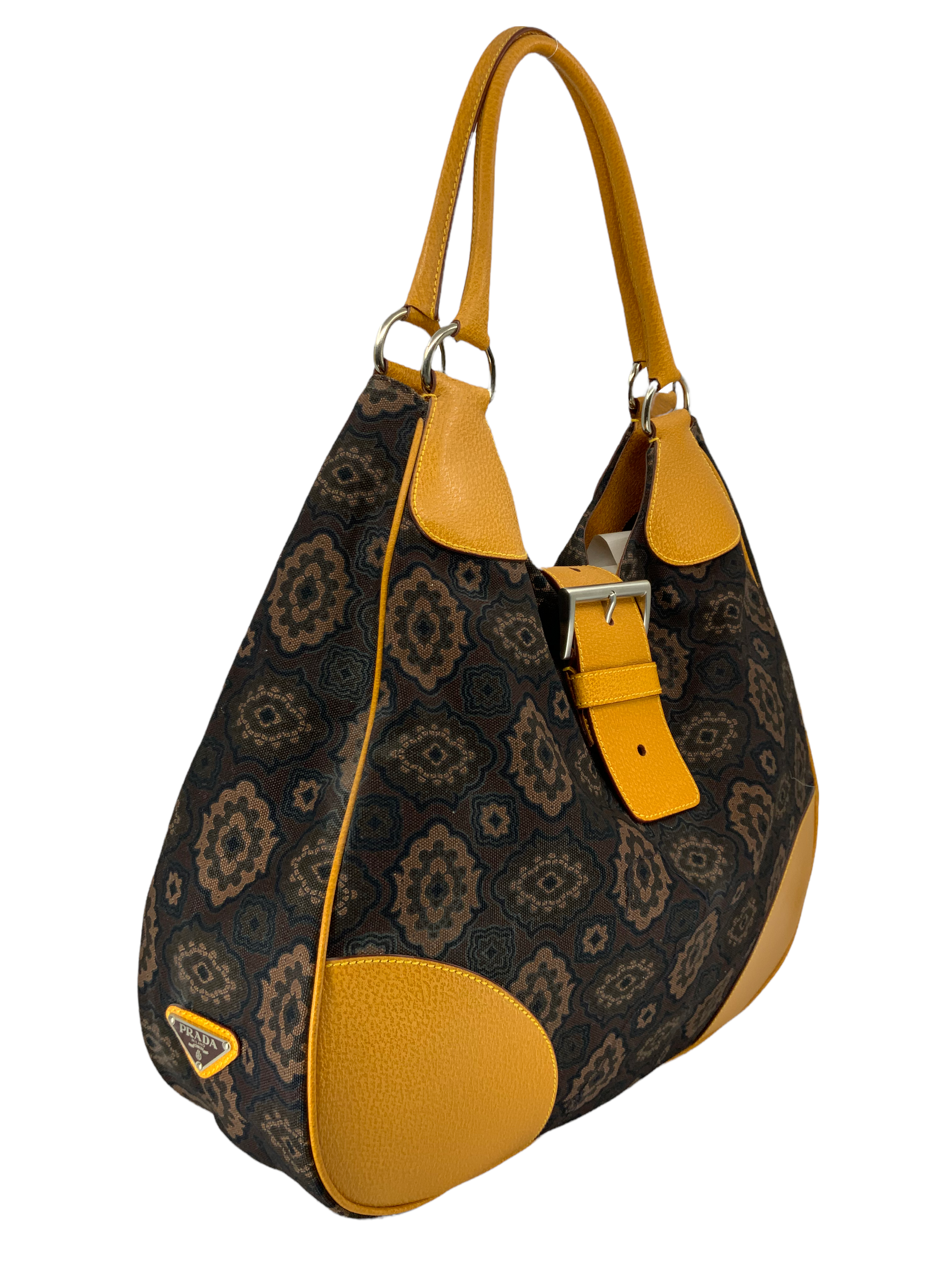 Prada Canvas Moon Large Buckle Bag for Women - Stylish Designer Handbag with Adjustable Strap, Perfect for Work, Travel & Everyday Use