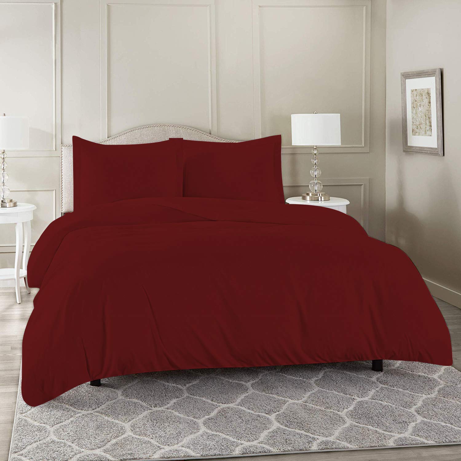 Premium 100% Egyptian Cotton 800 Thread Count Super King Duvet Cover (116x98 Inches) - Luxury Hotel Quality Burgundy Bedding Set for Ultimate Comfort & Elegance | Perfect for Master Bedrooms, Guest Rooms & Upscale Hotels