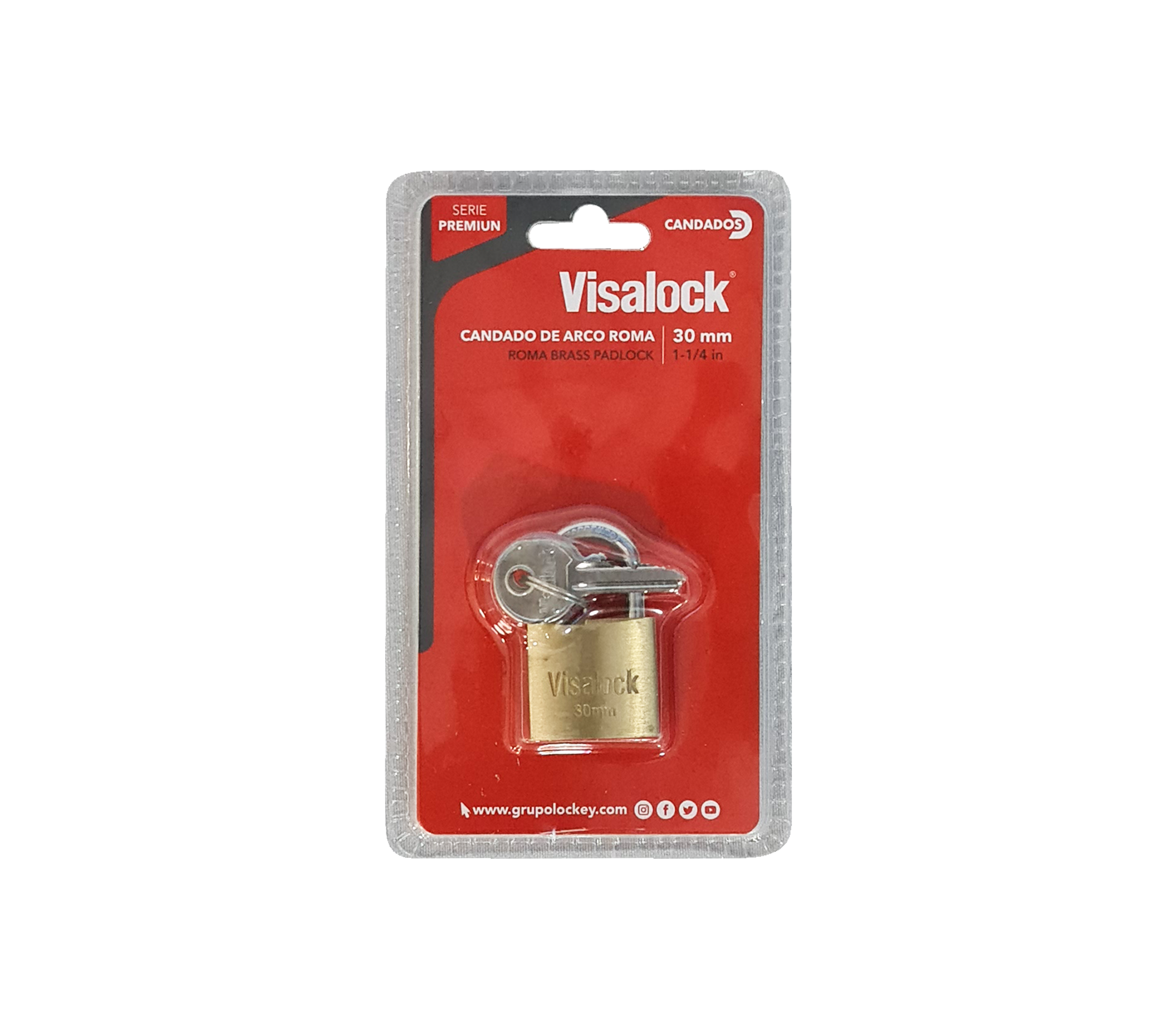 30mm Rome Padlock with Key - Visalock Security Blister Pack - Ideal for Lockers, Toolboxes, and Storage Units
