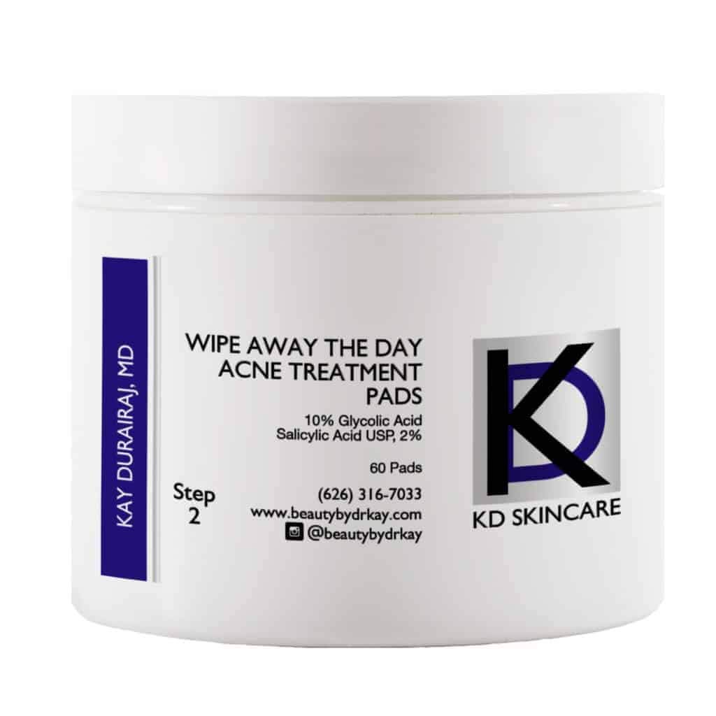 KD Wipe Away The Day Acne Treatment Pads - Exfoliating & Cleansing Facial Pads for Clear Skin | Daily Acne Control for Teens & Adults | Perfect for Gym, Travel & Nighttime Skincare Routine