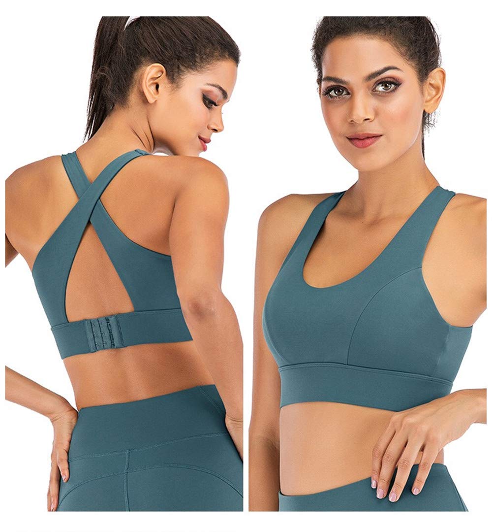 MOONMALLS Women's Crossback Sports Bras - Padded Seamless High Impact Support for Yoga, Gym, Running & Workout - Perfect for Fitness, Training & Active Lifestyle