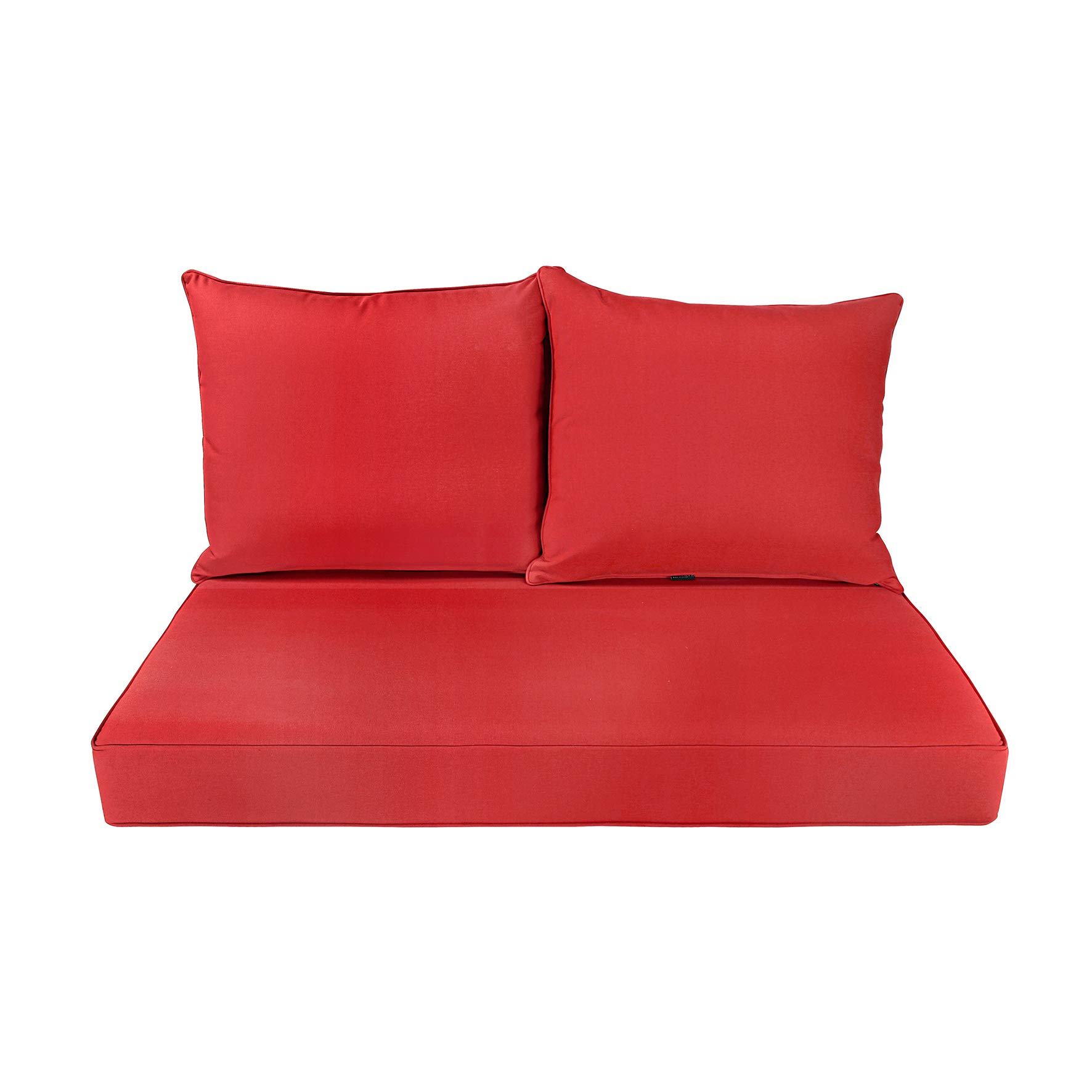BOSSIMA Patio Furniture Cushions - Comfortable Deep Seat Glider Loveseat Cushions for Indoor & Outdoor Use - Waterproof & UV Resistant - Bright Red - Perfect for Garden, Deck, Poolside & Patio Seating