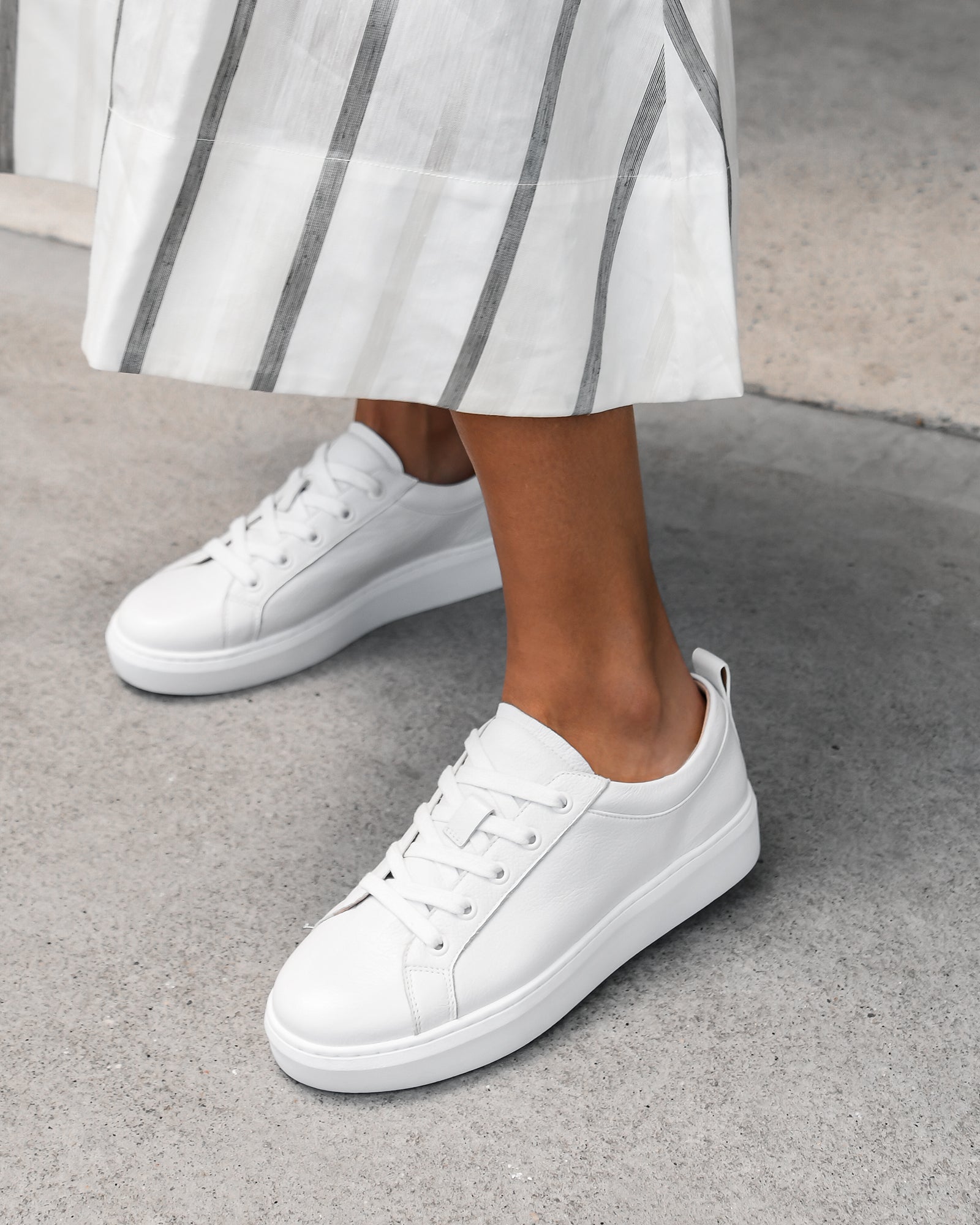 HILDA Women's White Leather Sneakers - Comfortable Casual Shoes for Walking, Running & Everyday Wear