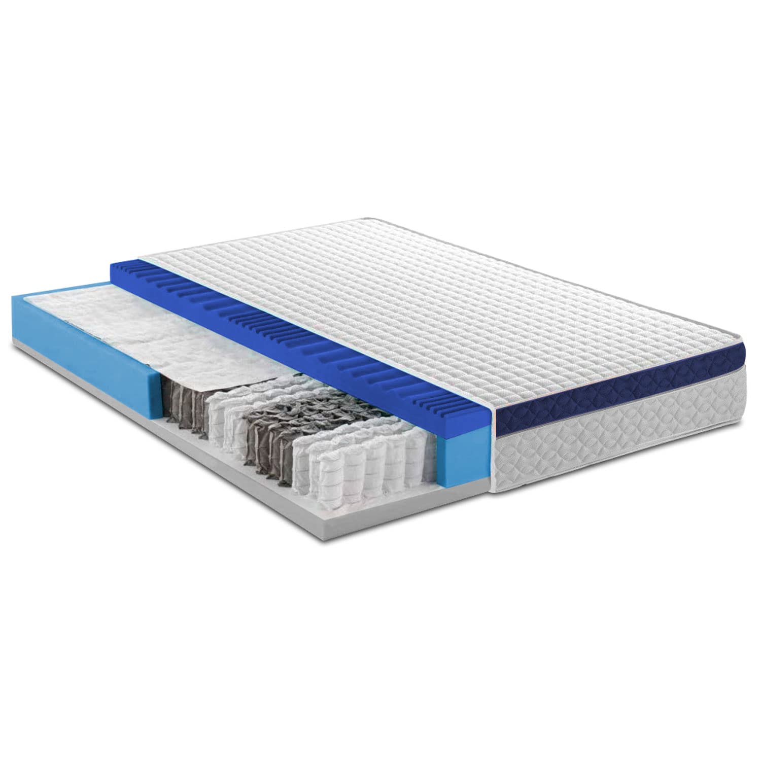 Baldiflex Single and a Half Size Mattress - Pocket Spring & 5cm Memory Foam, Removable Full Air Band, 9-Zone Support, 120x190x26cm - Perfect for Guest Rooms, Small Apartments & Dormitories