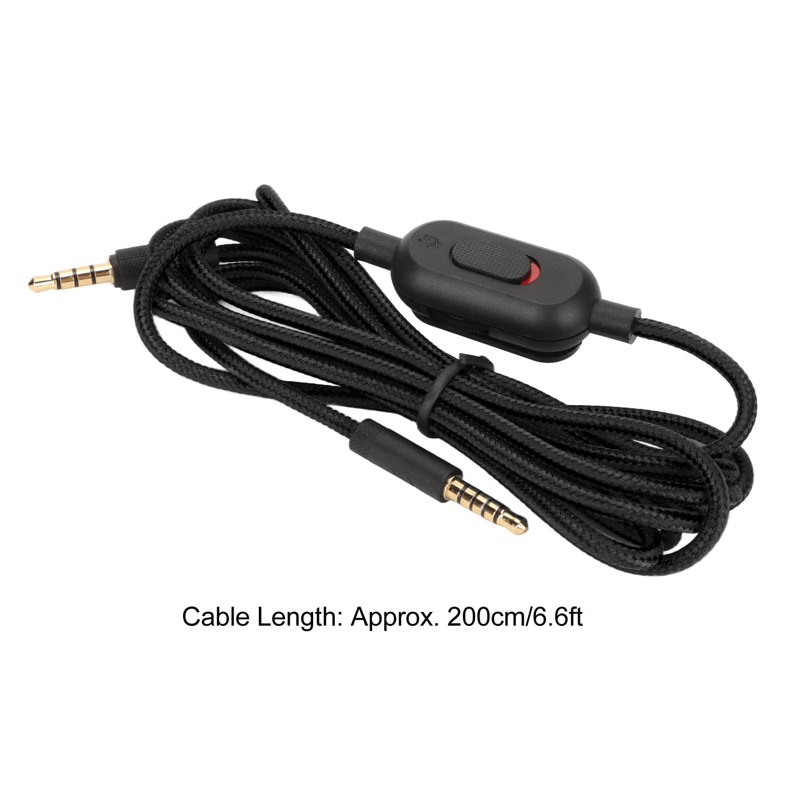 Cryfokt Gaming Headset Replacement Cable with Volume Control & Mute Switch - 6.6ft Braided Nylon Cord Compatible with Logitech G Pro, G Pro X, G433, G233 Headsets - Durable Audio Cable for PC, PS4, Xbox Gaming & Streaming (Black)