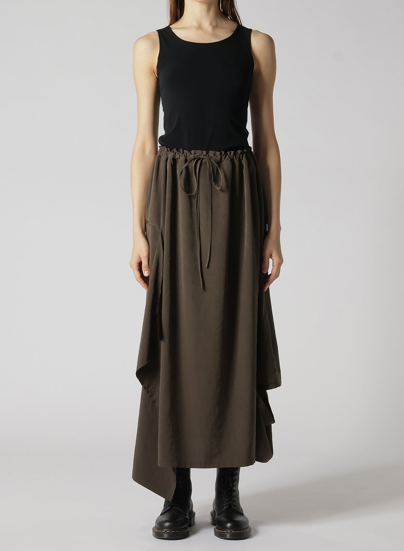 CREPE de CHINE RIGHT DRAPE SKIRT - Flowy A-Line Midi Skirt for Women | Elegant Office Wear & Casual Outfits | Perfect for Work, Dates & Special Occasions