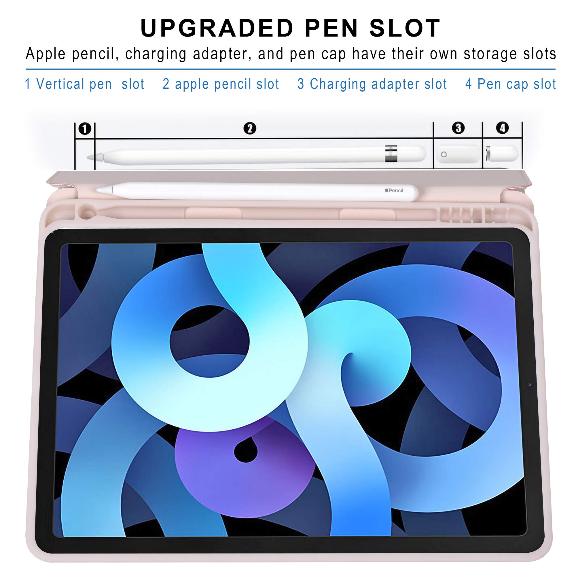 Premium Trifold Smart Case for iPad Air 6th/5th/4th Generation (11 inch 2024 & 10.9 inch) with Kickstand, Auto Wake/Sleep & Apple Pencil Holder - Rose Gold | Perfect for Work, Study & Travel Protection