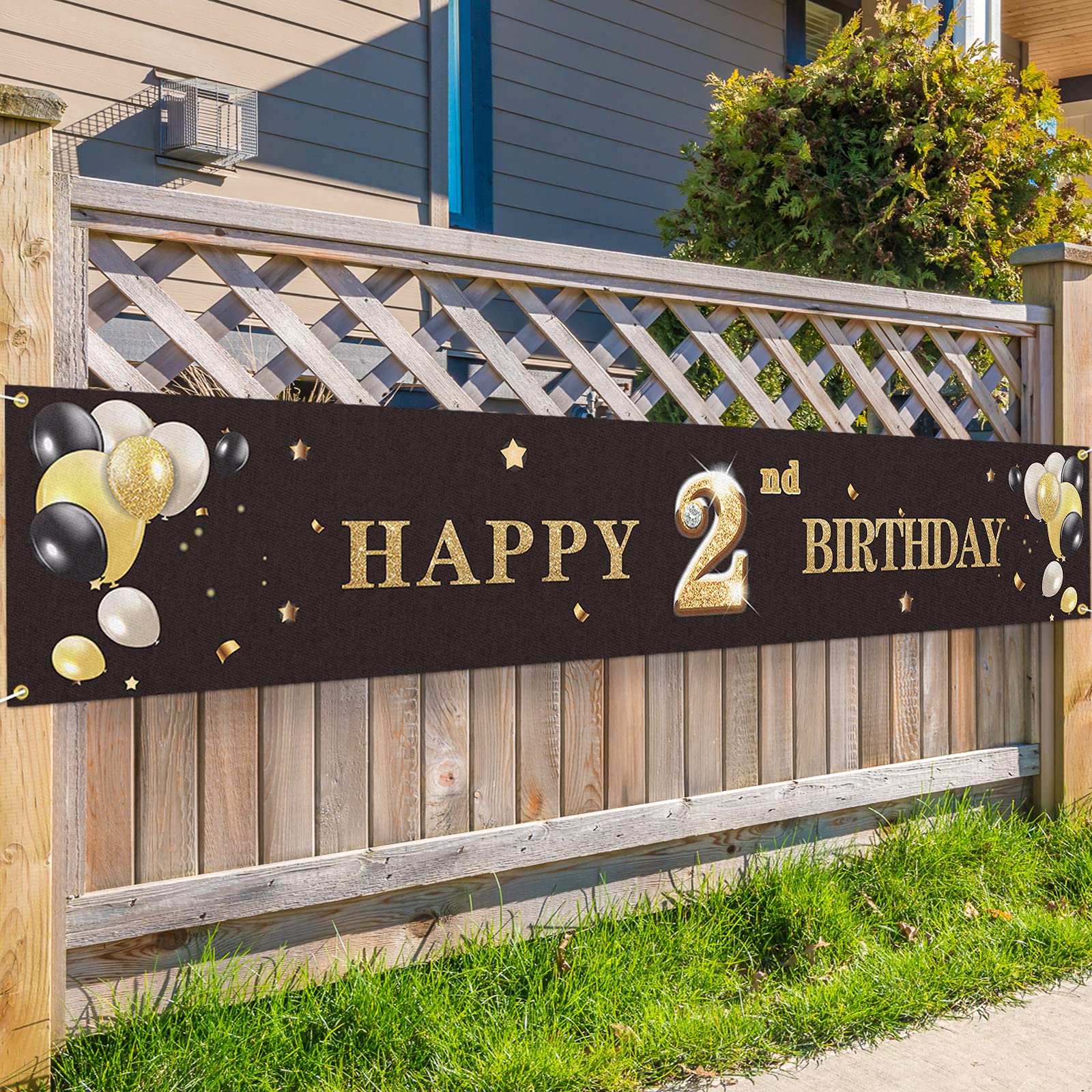 Happy 2nd Birthday Backdrop - Cheers to 2 Years Decor for Party