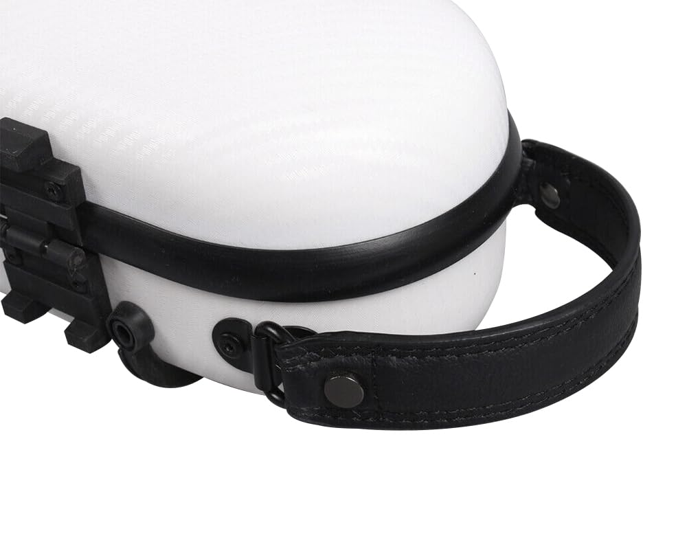 Premium 3/4 & 4/4 Size Carbon Fiber Violin Case - Lightweight Hard Shell with Adjustable Back Straps | Durable & Protective White Violin Box | Perfect for Travel, School & Professional Musicians