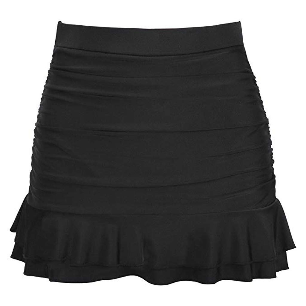 iCJJL Women's High Waisted Sexy Bikini Bottom with Ruched Shirred Details & Ruffle Swim Skirt - Perfect for Beach, Pool, and Summer Vacations