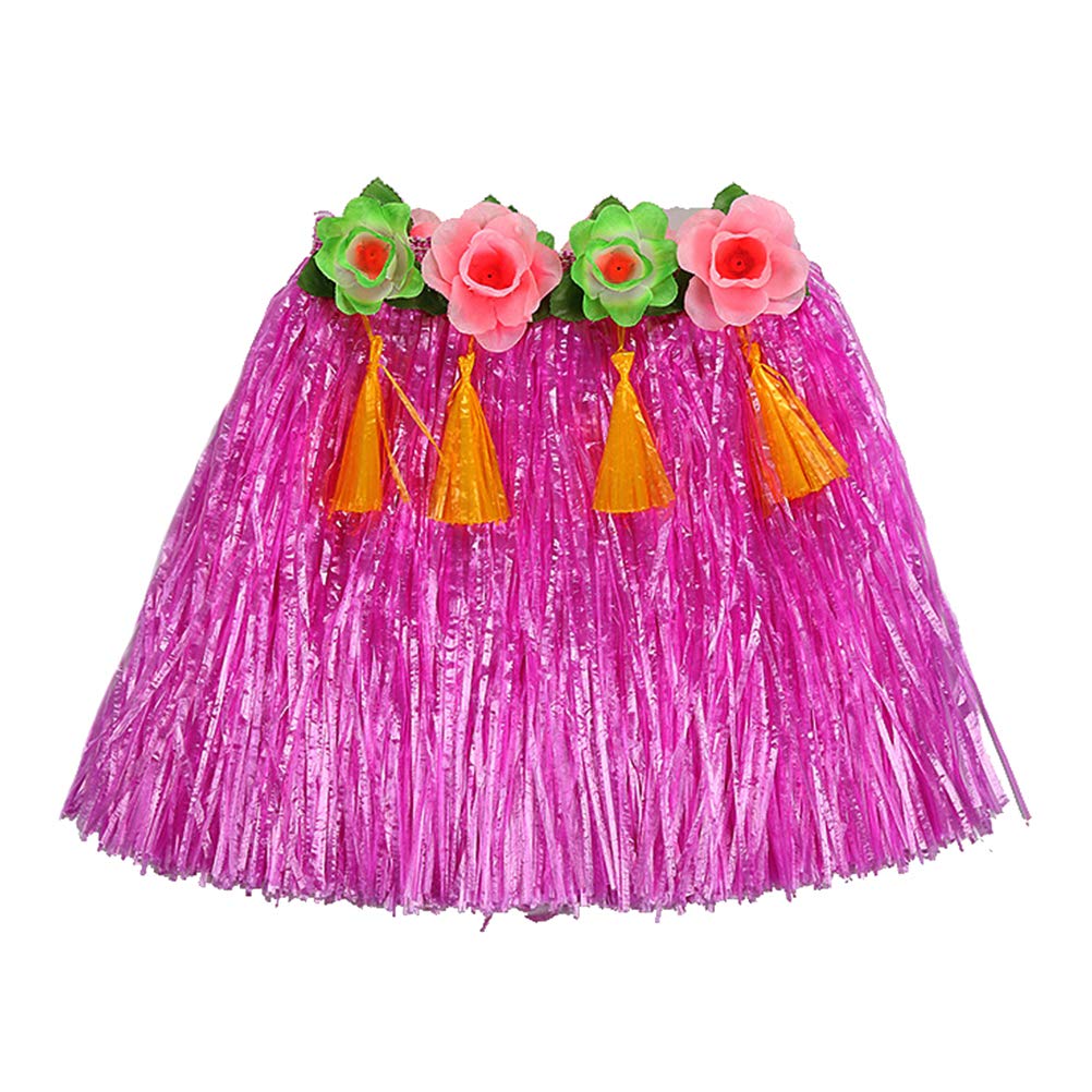 Hawaiian Grass Hula Dance Costume for Kids - Luau Party Skirt Dress with Bonfire Theme (Rosy) | Perfect for Hula Performances, Luau Parties, and Cultural Events
