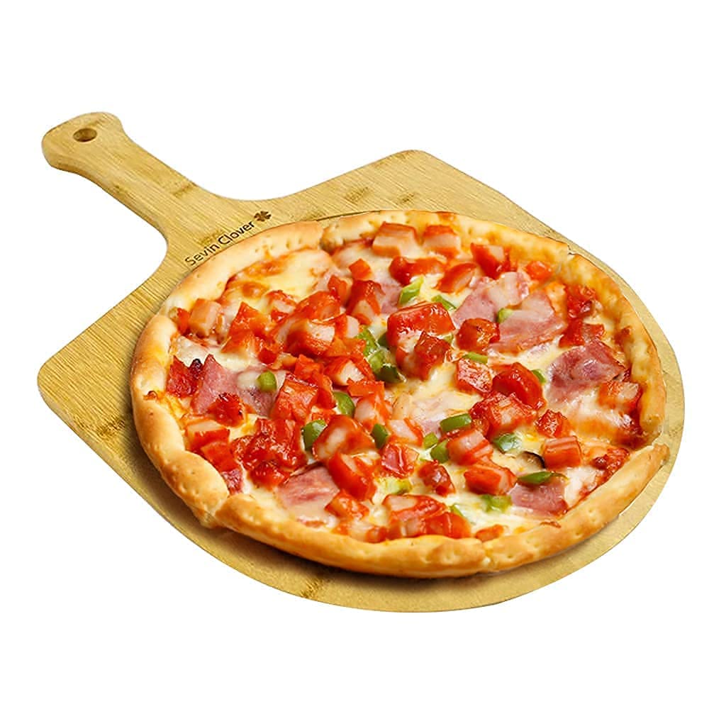 14-Inch Natural Wooden Pizza Peel with Handle - Restaurant-Grade Pizza Paddle for Baking Homemade Pizza & Bread - Perfect for Oven, Wood-Fired Pizza & Home Kitchen Use