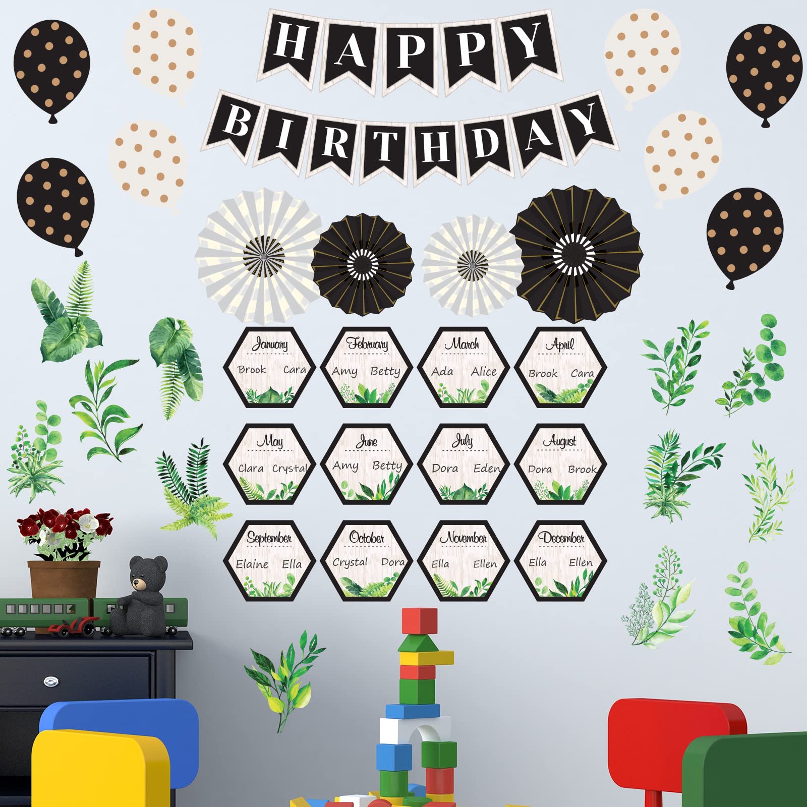 Boho Happy Birthday Bulletin Board Set - Birthday Party Decorations for Classroom, Calendar & Bulletin Boards - Perfect for School, Office & Home Celebrations