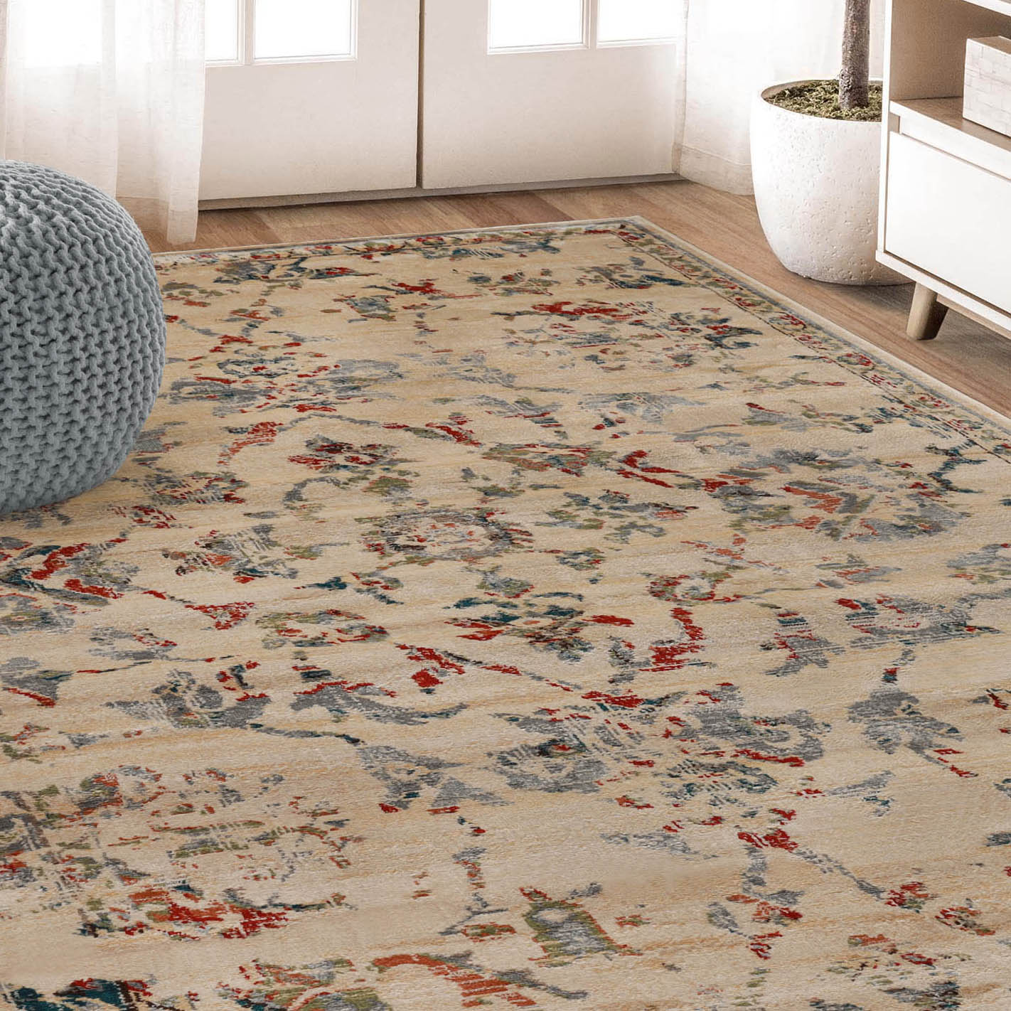 Basilio Modern Farmhouse Medallion Indoor Area Rug - Soft Non-Slip Living Room Carpet for Bedroom, Dining Room & Home Decor