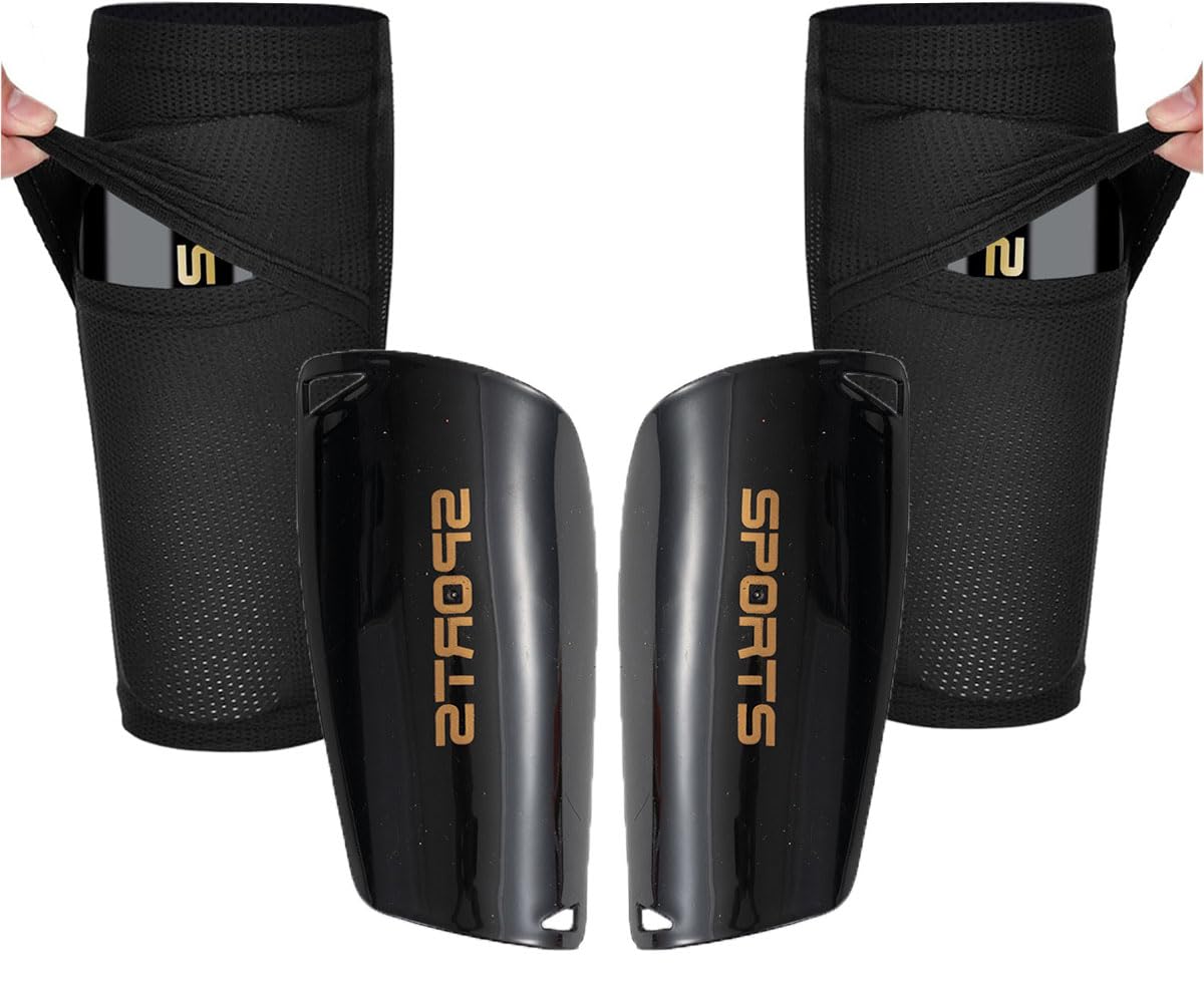 Best Soccer Shin Guards for Kids, Youth, Teens & Adults - Shock-Absorbing Shin Guard Sleeves with Cushioned Pocket Protection - Ideal for Soccer, Football & Team Sports Training & Matches