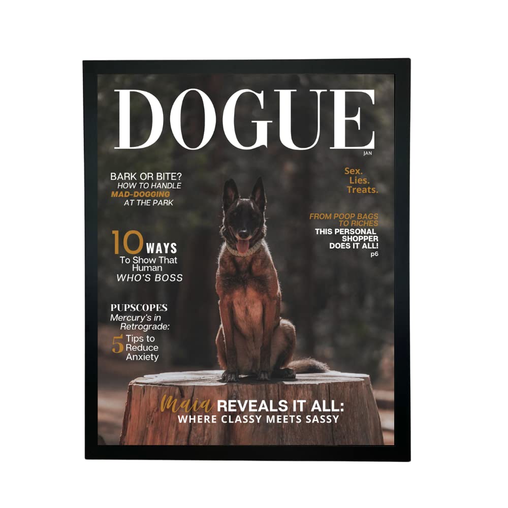 Custom Dog Wall Art - Personalized Pet Portrait for Dog Lovers | Father's Day Gift for Dog Dad | Home Decor & Unique Gift for Dog Owners | Professional Magazine-Style Photo Print in Wood Frame | Available in 2 Sizes (16.25x20 in Large, White) | Perfect for Living Room, Bedroom or Office Decor