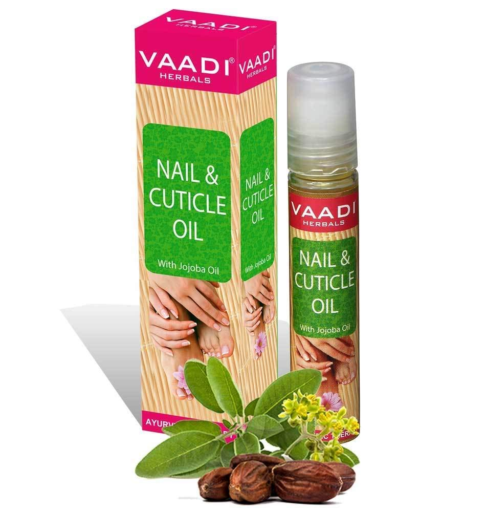 Vaadi Herbals Nail and Cuticle Oil with Jojoba Oil - 10ml Natural Nail Strengthener & Moisturizer for Healthy Nails - Perfect for Manicures, Dry Cuticles & Nail Care Routine