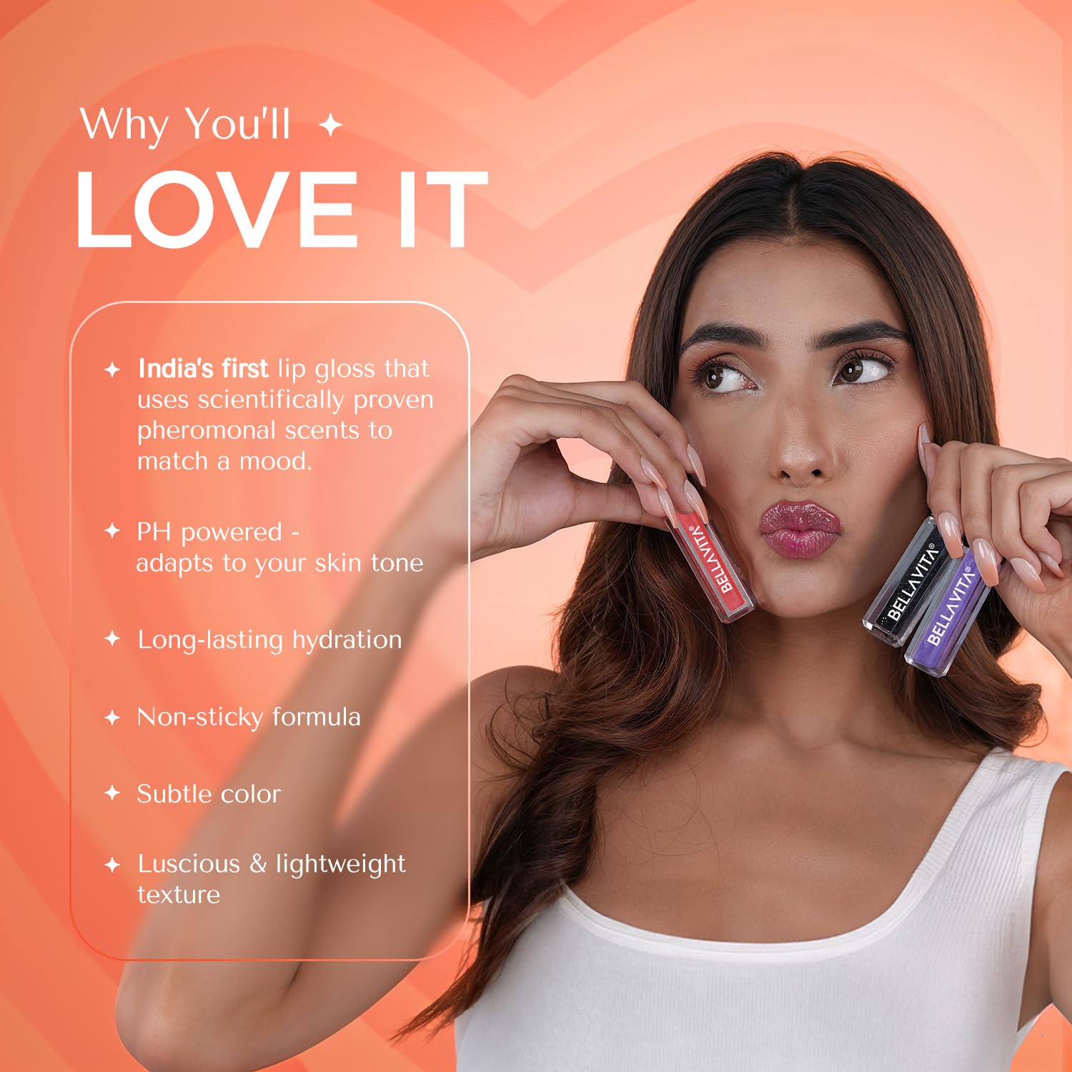 BELLAVITA pH Adapting Lip Gloss 4ml - Moisturizing Non-Sticky Lip Gloss with Color Changing Technology, Glossy Finish for All-Day Wear | Perfect for Date Night, Office, and Everyday Makeup Looks