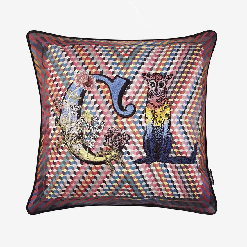 Christian Lacroix Monogram Decorative Throw Pillow Cover - Luxury Home Decor for Living Room, Bedroom & Sofa