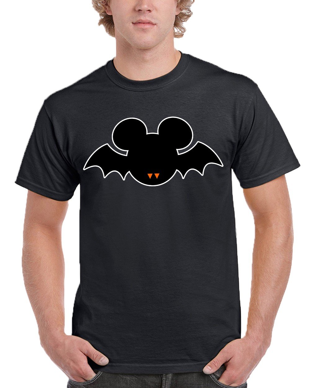 Halloween Mickey Bat Men's T-Shirt - Soft Round Neck Short Sleeve Cotton Tee for Costume Parties, Cosplay & Casual Wear