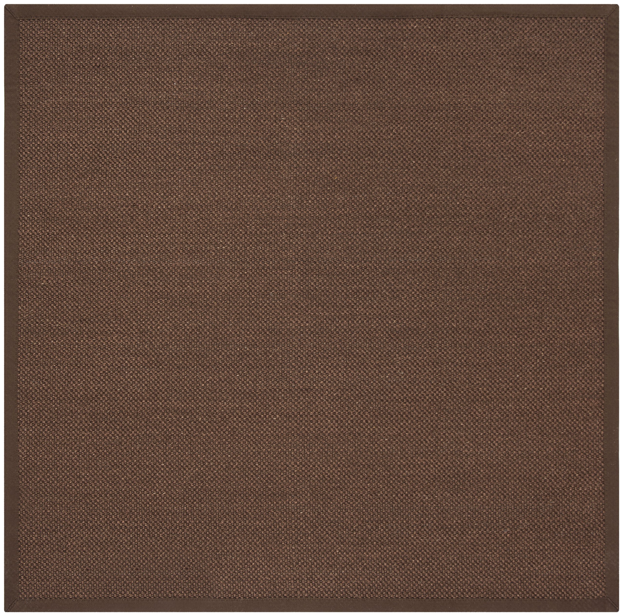 SAFAVIEH Natural Fiber Collection 6'x6' Chocolate Brown Sisal Area Rug with Border - Perfect for Living Room, Bedroom & Home Office Decor