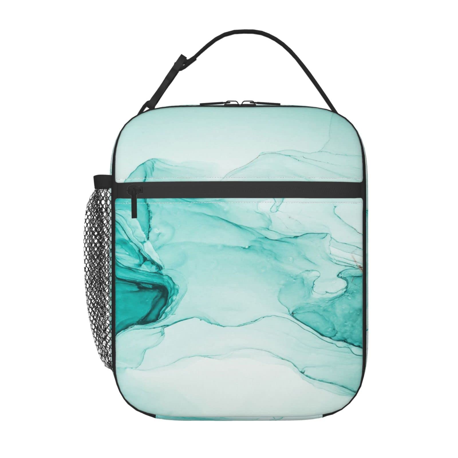 Eco-Friendly Green Marble Insulated Lunch Box for Women - Large Reusable Thermal Cooler Tote Bag with Ice Packs for Office, Work, School, Picnic & Outdoor Activities | Perfect for Meal Prep, Camping & Daily Commute