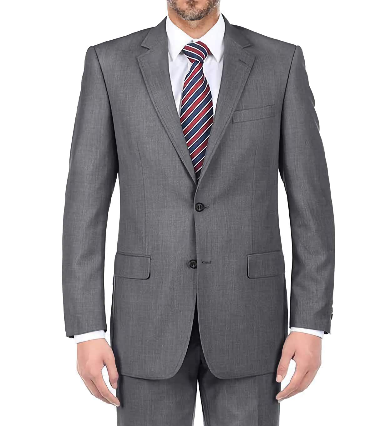 Premium Gray 100% Virgin Wool 2-Piece Men's Suit - Regular Fit with Pick Stitch Detail & 2-Button Jacket | Perfect for Business Meetings, Weddings & Formal Occasions