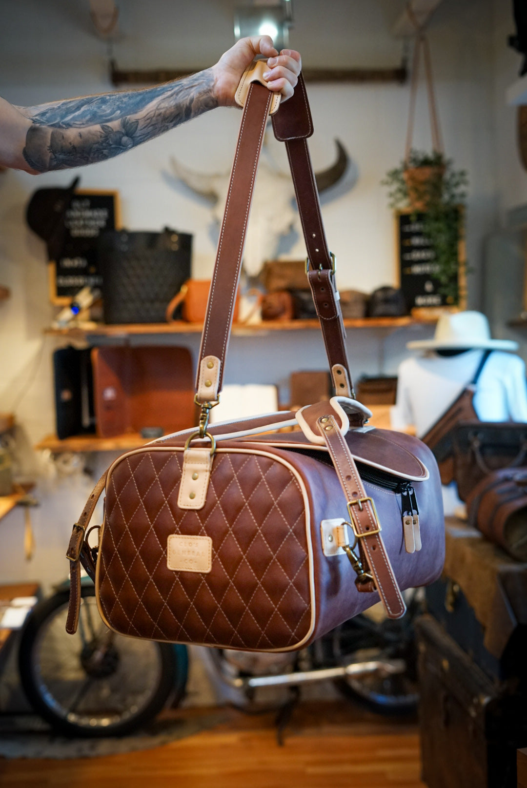 Duffleback Warrior Backpack - Two Tone Leather (Oro Logger Brown & Natural Veg Tan) for Outdoor Adventures, Travel & Hiking Gear