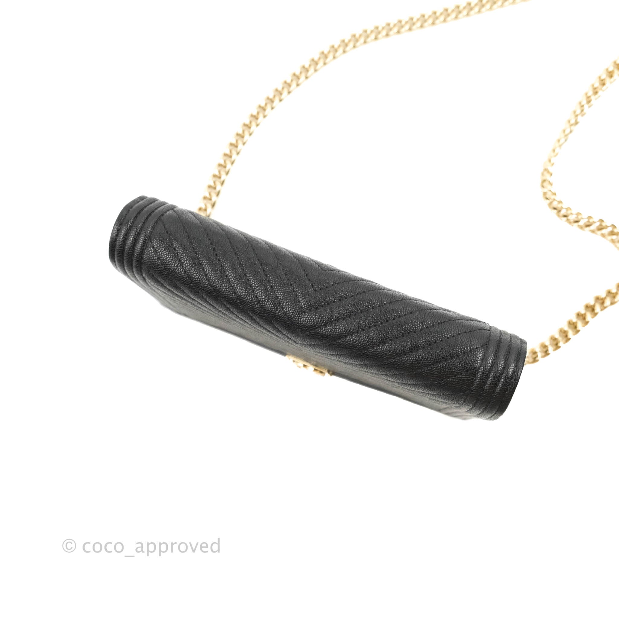 Chanel Chevron Boy Wallet On Chain Black Caviar Gold Hardware - Luxury Crossbody Bag for Women, Perfect for Evening Out & Special Occasions