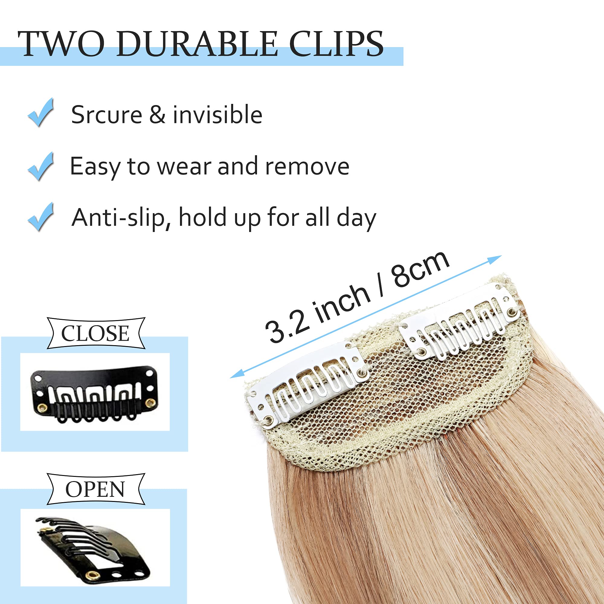 SEGO 2 Pcs Clip-in Human Hair Extensions 10 Inch Short Real Human Hair Toppers for Women with Thinning Hair - Adds Volume & Natural Look (#12P613 Golden Brown & Bleach Blonde) | Perfect for Daily Wear, Parties & Special Occasions