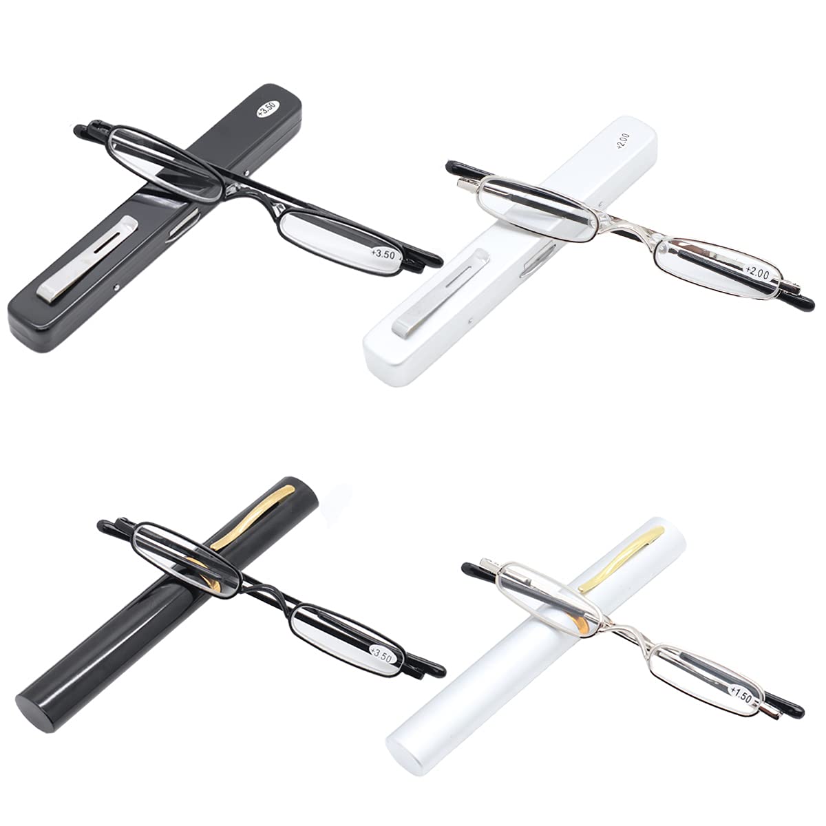 Mini Slim Pen Reading Glasses with Portable Clip Case - Small Pocket Readers for Men & Women - Perfect for Reading, Travel, and Everyday Use