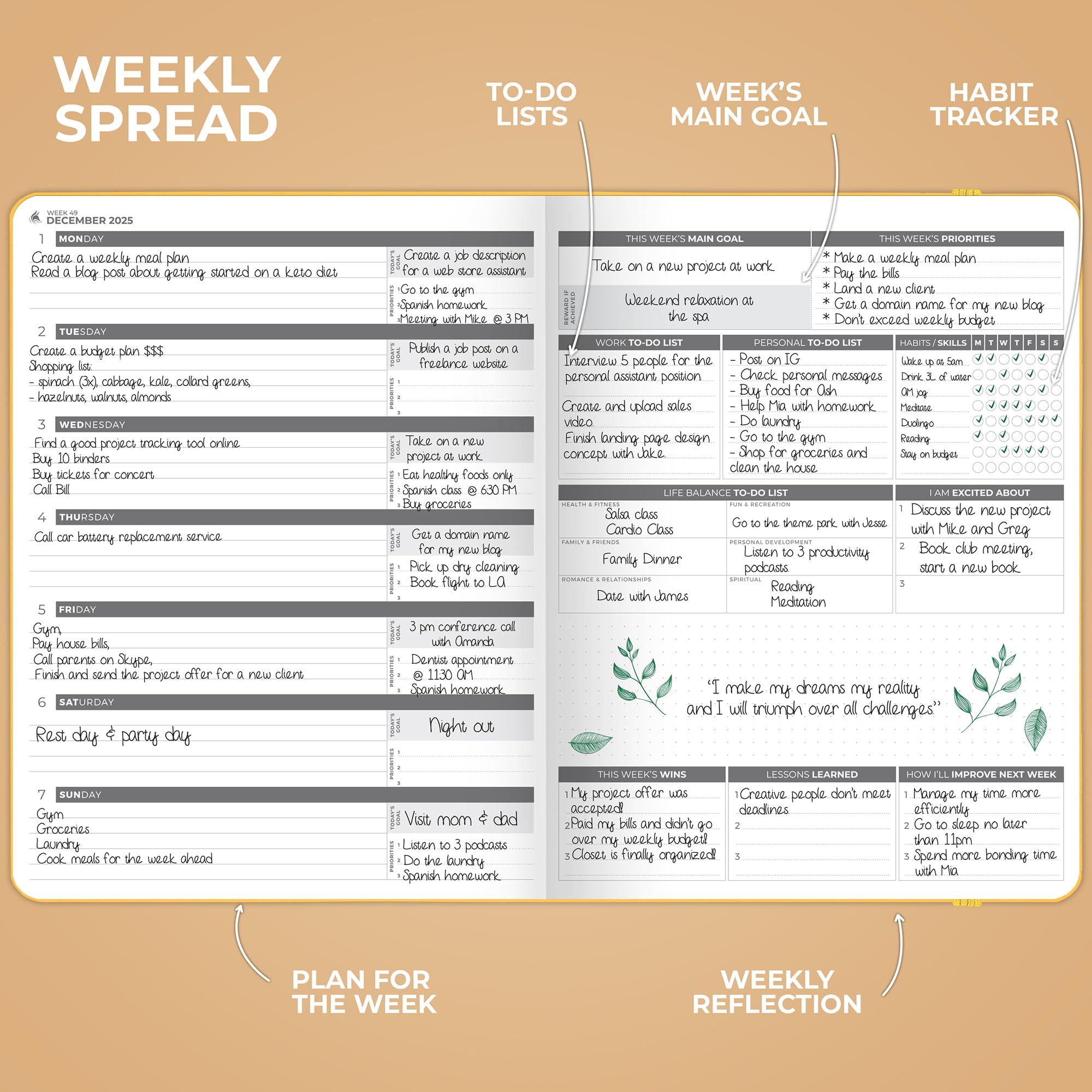 Clever Fox Planner PRO 2025-2026 Dated Weekly & Monthly Life Planner - A4 Size Productivity Organizer with Time Management & Goal Tracking - Gratitude Journal in Amber Yellow - Perfect for Students, Professionals & Entrepreneurs