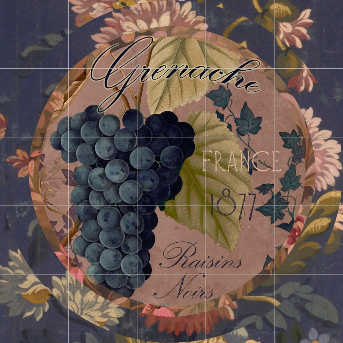 Wine Themed Ceramic Backsplash Tile Mural - French Wine Country Design (Wines of France IV) - Color Bakery Finish for Kitchen Decor | Perfect for Wine Cellars, French Bistros & Rustic Kitchen Backsplashes