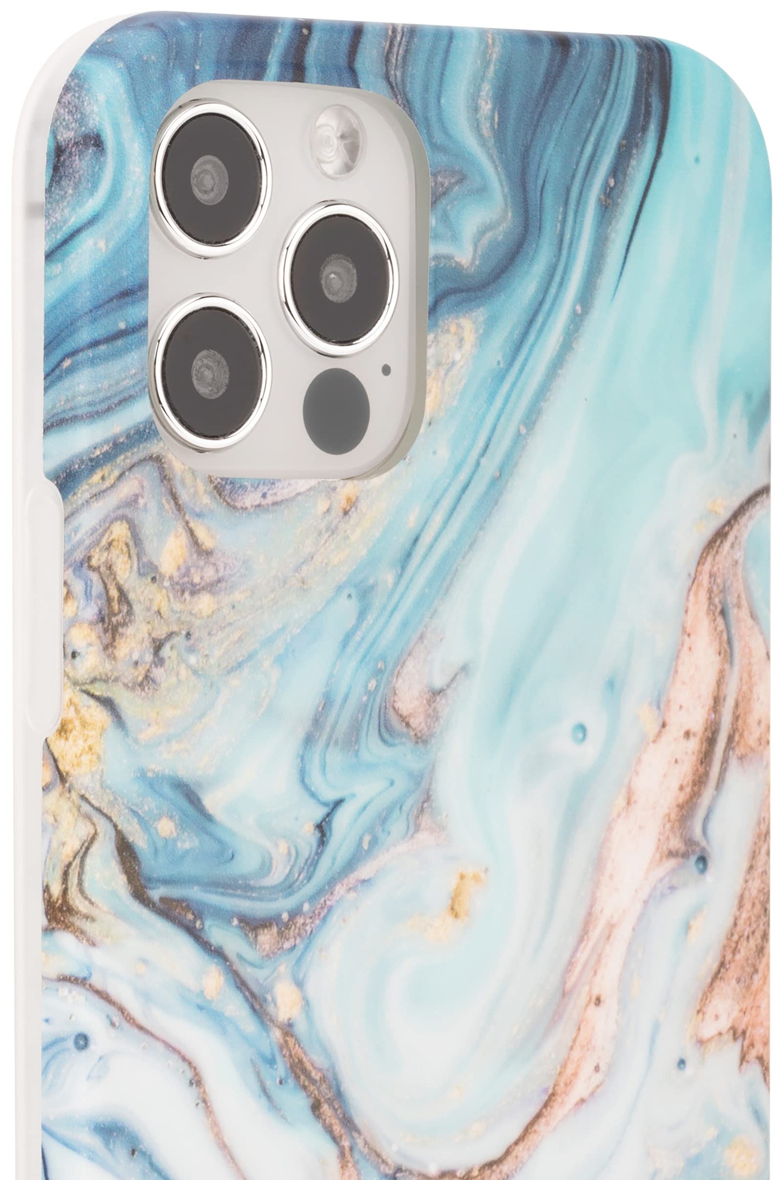 Stephanie Imports Blue Silicone Epoxy Resin Protective Case for iPhone 12 & iPhone 12 Pro with Tempered Glass Screen Protector - Shockproof, Anti-Scratch Phone Cover for Daily Use, Work & Travel