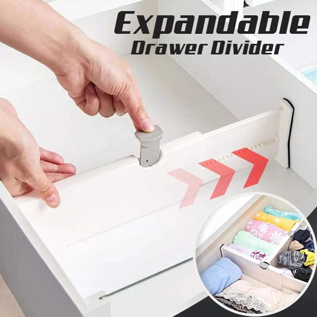 Adjustable Expandable White Drawer Organizer - Wooden Drawer Dividers for Clothes, Socks, Kitchen Utensils & Desk Organization (Large, White) | Perfect for Bedroom, Office & Kitchen Storage Solutions