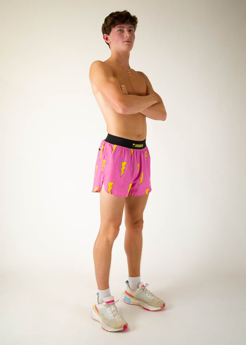 Men's Running Shorts with Side Split - Breathable Pink Athletic Shorts for Jogging, Gym & Workout | Lightweight & Comfortable Training Shorts
