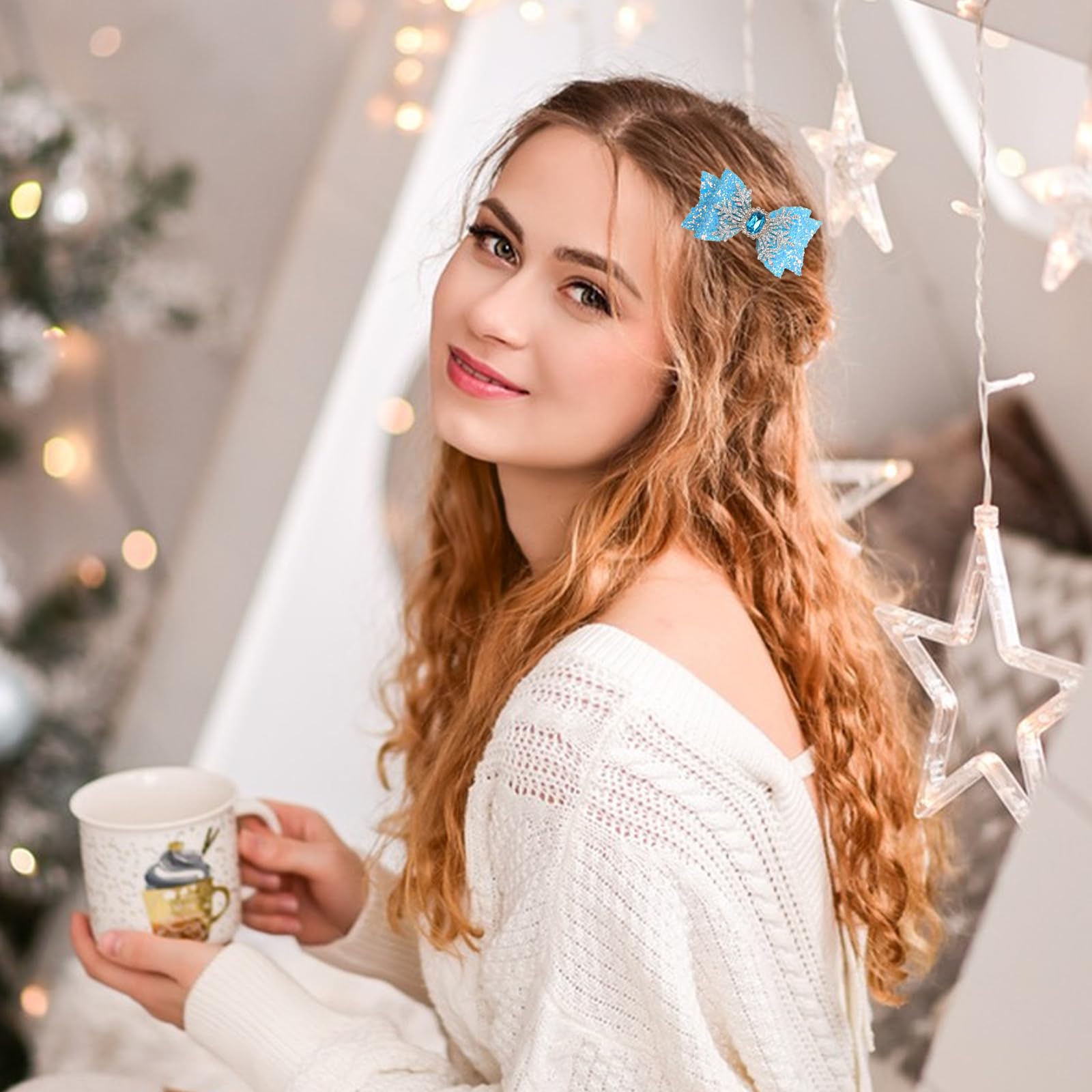 Christmas Hair Clips for Girls - Festive Snowflake Hair Barrettes with Rhinestones & Glitter (2PCS, Blue) - Perfect for Holiday Parties, Xmas Gifts & Winter Celebrations